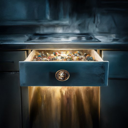 Jezus die in de hemel kijkt met Goddelijke Ontmoet Keramische Knop