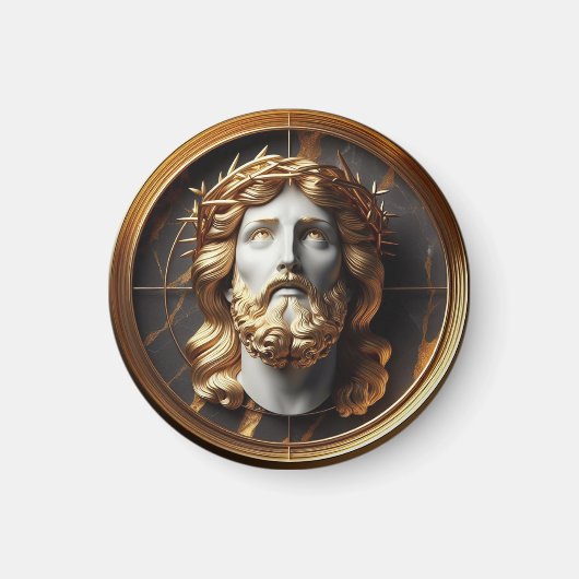 Jezus die in de hemel kijkt met Goddelijke Ontmoet Magneet (Voorkant)