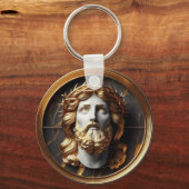 Jezus die in de hemel kijkt met Goddelijke Ontmoet Sleutelhanger (Voorkant)