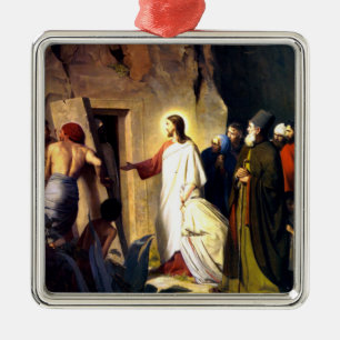 Jezus die Lazarus uit de doden doet opstaan Metalen Ornament