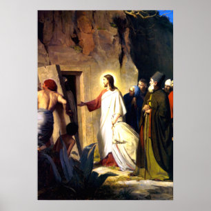Jezus die Lazarus uit de dood doet opstaan Poster