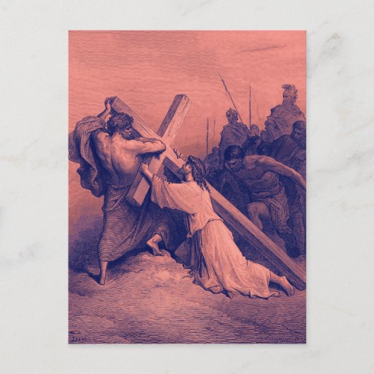 Jezus die onder het kruis valt | Bijbel Briefkaart (Voorkant)
