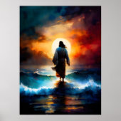 Jezus die op het water loopt poster (Voorkant)