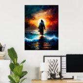 Jezus die op het water loopt poster (Thuiskantoor)