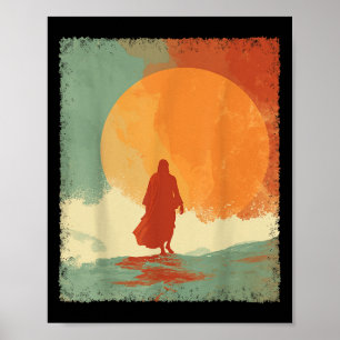 Jezus die op water loopt poster