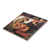 Jezus die Peter's Feet wassen Tegeltje (Zijkant)