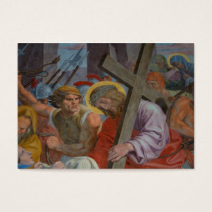 Jezus die zijn kruis draagt visitekaartjes