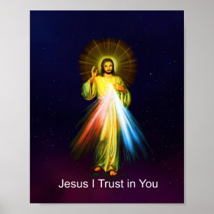 Jezus Divine Mercy Ik vertrouw op je Engels Poster
