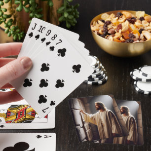 Jezus door de deur bij zonsopgang pokerkaarten