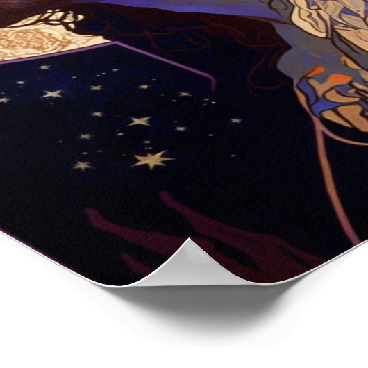 Jezus door Mucha AI Generated Art Poster (Hoek)