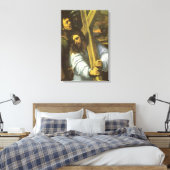 Jezus draagt dwars door Wrapped Canvas (Insitu (Slaapkamer))