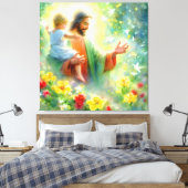 Jezus draagt een kinderdoek Afbeelding 14 Canvas Afdruk (Insitu (Slaapkamer))