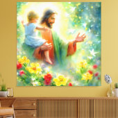 Jezus draagt een kinderdoek Afbeelding 14 Canvas Afdruk (Insitu (Woonkamer))