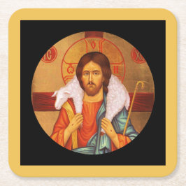 Jezus draagt een verloren lamp kartonnen onderzetters