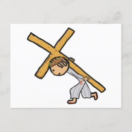 Jezus draagt het kruis briefkaart