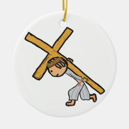 Jezus draagt het kruis keramisch ornament