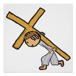Jezus draagt het kruis perfect poster