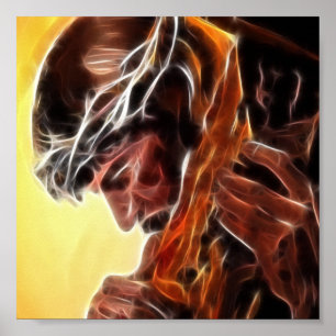 Jezus draagt het kruis poster