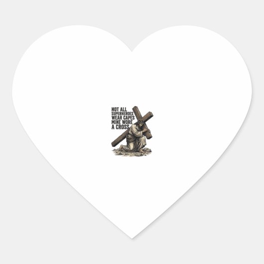 Jezus draagt het Kruis Vintage Christelijk Hart Sticker (Voorkant)