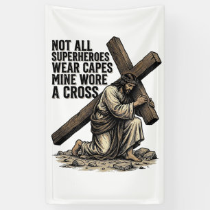 Jezus draagt het Kruis Vintage Christelijk Spandoek