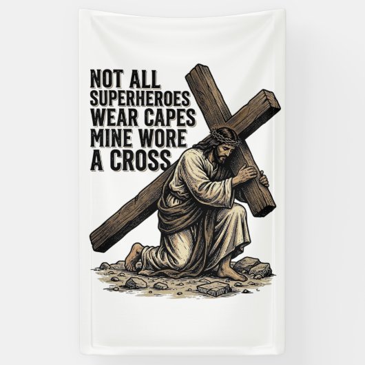 Jezus draagt het Kruis Vintage Christelijk Spandoek (Verticaal)