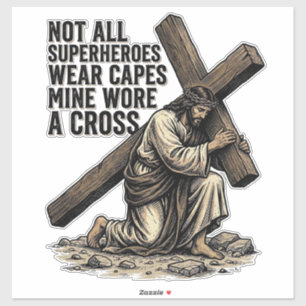 Jezus draagt het Kruis Vintage Christelijk Sticker