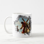 Jezus draagt kruis gebroken muur Christelijk geloo Koffiemok (Links)