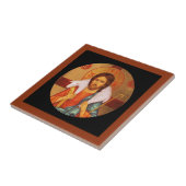 Jezus draagt verloren lamp op schouders tegeltje (Zijkant)