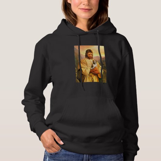 Jezus Dragen Beagle Puppy Hond Idee Voor Beagle Hoodie (Voorkant)