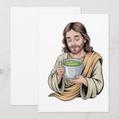Jezus Drinkt Matcha Drank Christelijk Feestdagenkaart (Voorkant / Achterkant)