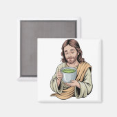 Jezus Drinkt Matcha Drank Christelijk Magneet (Voorkant / Achterkant)