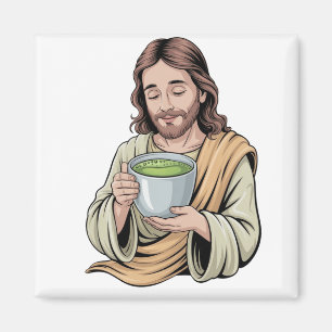 Jezus Drinkt Matcha Drank Christelijk Magneet