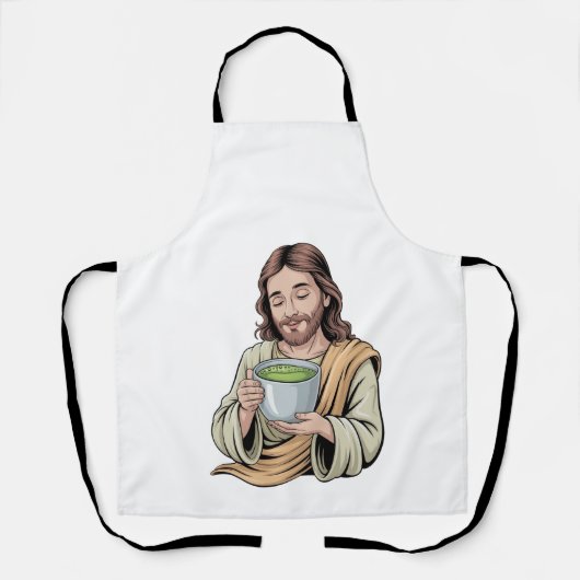 Jezus Drinkt Matcha Drank Christelijk Schort (Voorkant)
