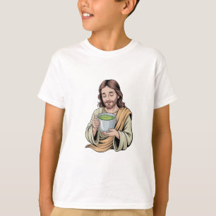 Jezus Drinkt Matcha Drank Christelijk T-shirt