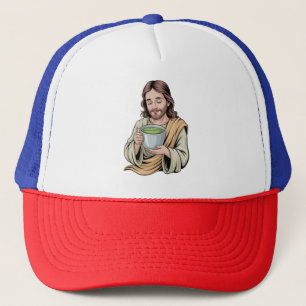 Jezus Drinkt Matcha Drank Christelijk Trucker Pet