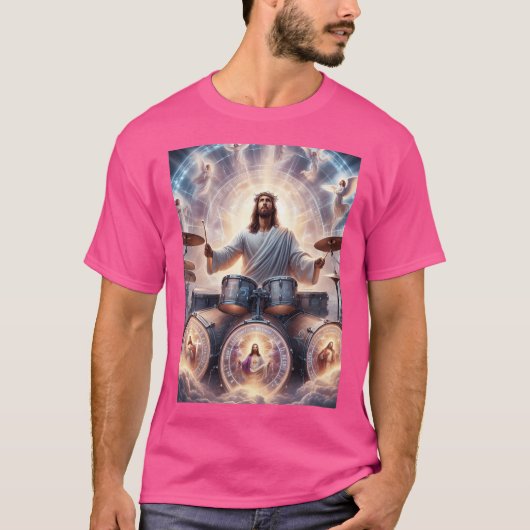 Jezus Drummer speelt drums T-shirt (Voorkant)