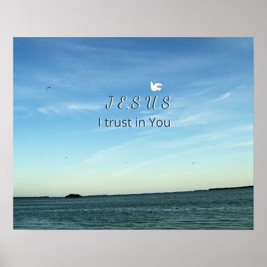 Jezus & Duif in een Rustige Lucht Scene Poster (Voorkant)