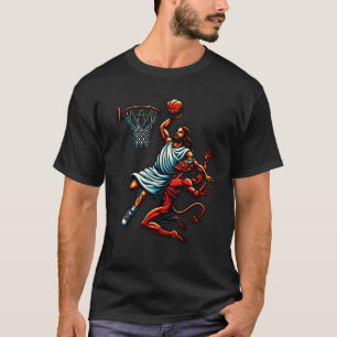 Jezus duikt op de Duivel Basketbal Cool Ball T-shirt