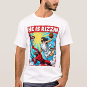 Jezus Dunking op Satan Hij is rizzin meme T-shirt (Voorkant)