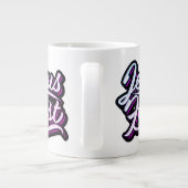 Jezus eerst roze en paars grote koffiekop (Achterkant)