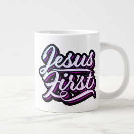 Jezus eerst roze en paars grote koffiekop