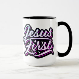 Jezus eerst roze en paars mok