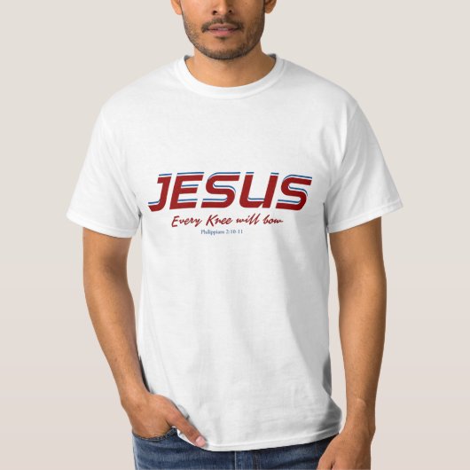 Jezus Elke knie zal Filippijnen buigen 2:10-11 T-shirt (Voorkant)