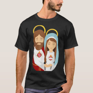 Jezus en Afbeelding van het Geheilig hart en immac T-shirt