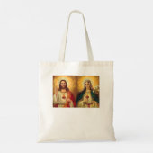Jezus en Afbeelding van het Geheilig hart en immac Tote Bag (Achterkant)