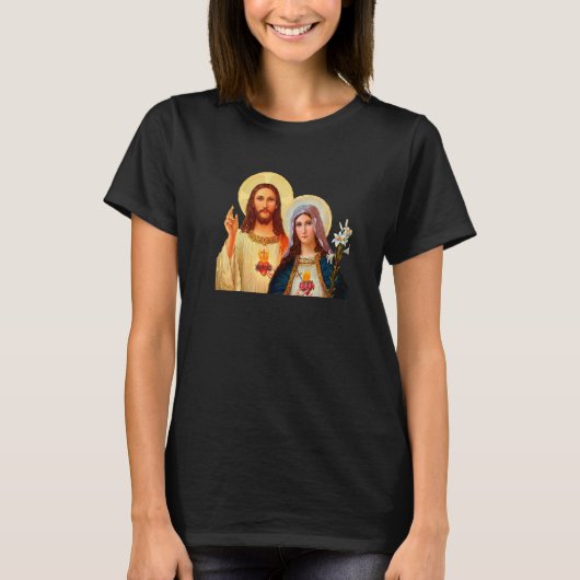 Jezus en Afbeelding van het hart T-shirt (Voorkant)