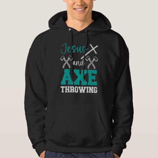 Jezus en Ax die Christelijke Hatchet Thrower R Hoodie (Voorkant)