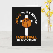 Jezus en Basketball Christelijk Gezegde Kaart (Gele Bloem)