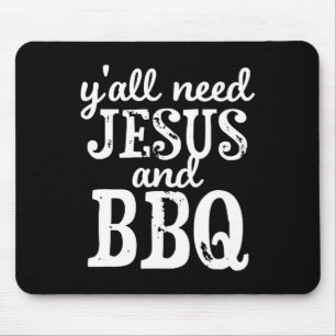 Jezus en BBQ voor religieuze barbecue liefhebbers Muismat