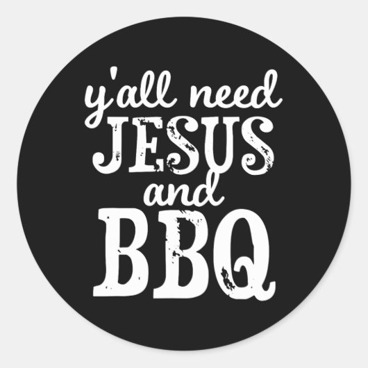 Jezus en BBQ voor religieuze barbecue liefhebbers Ronde Sticker (Voorkant)